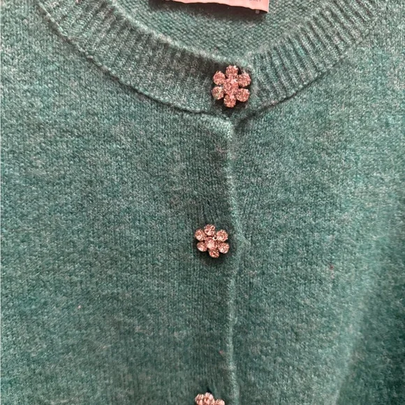 Zara Women's Green Sweater Small with jewel buttons - Picture 3 of 5